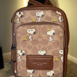 AUTHENTIC Coach X Peanuts Racer Sling Pack In Signature Canvas With Snoopy Print